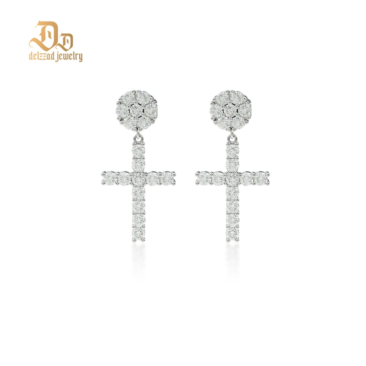 Delzzad Authentic La Moissanite Cross Stud Earrings for Women 100% Top Quality S925 Sterling Silver Shining Wedding Jewelry Gift
Delzzad Authentic La Moissanite Cross Stud Earrings for Women 100% Top Quality S925 Sterling Silver Shining Wedding Jewelry Gift