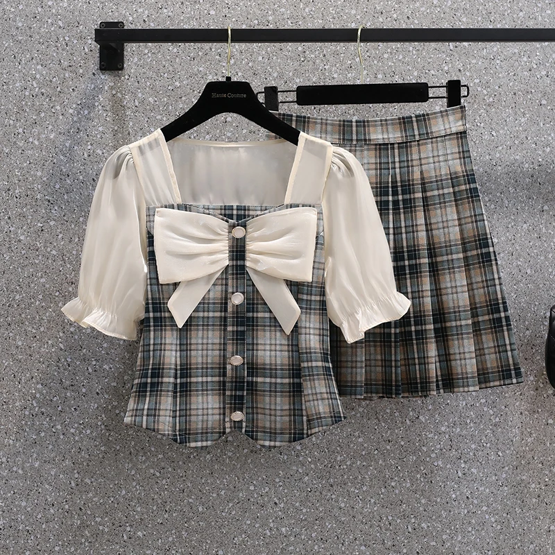 Women Vintage Plaid Suit Mesh Shirt Crop Top And Mini Pleated Skirt Two Piece Set Matching Outfit Female Clothes 2022 Summer y2k
Women Vintage Plaid Suit Mesh Shirt Crop Top And Mini Pleated Skirt Two Piece Set Matching Outfit Female Clothes 2022 Summer y2k