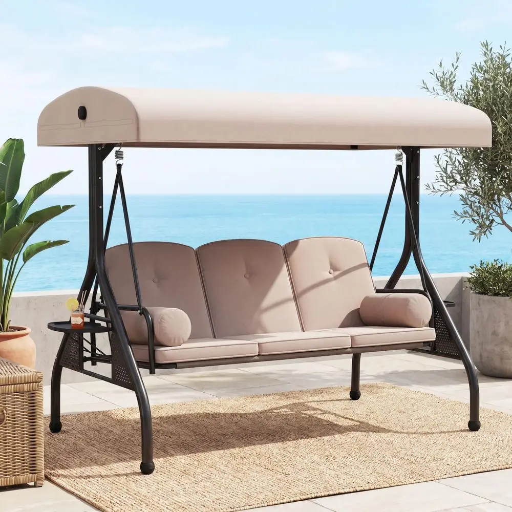 Patio Swing with Canopy, Heavy Duty Outdoor Swing Chair with Cup Holders amp Steel Stand, Weather Resistant Garden Swing Bench
Patio Swing with Canopy, Heavy Duty Outdoor Swing Chair with Cup Holders amp Steel Stand, Weather Resistant Garden Swing Bench