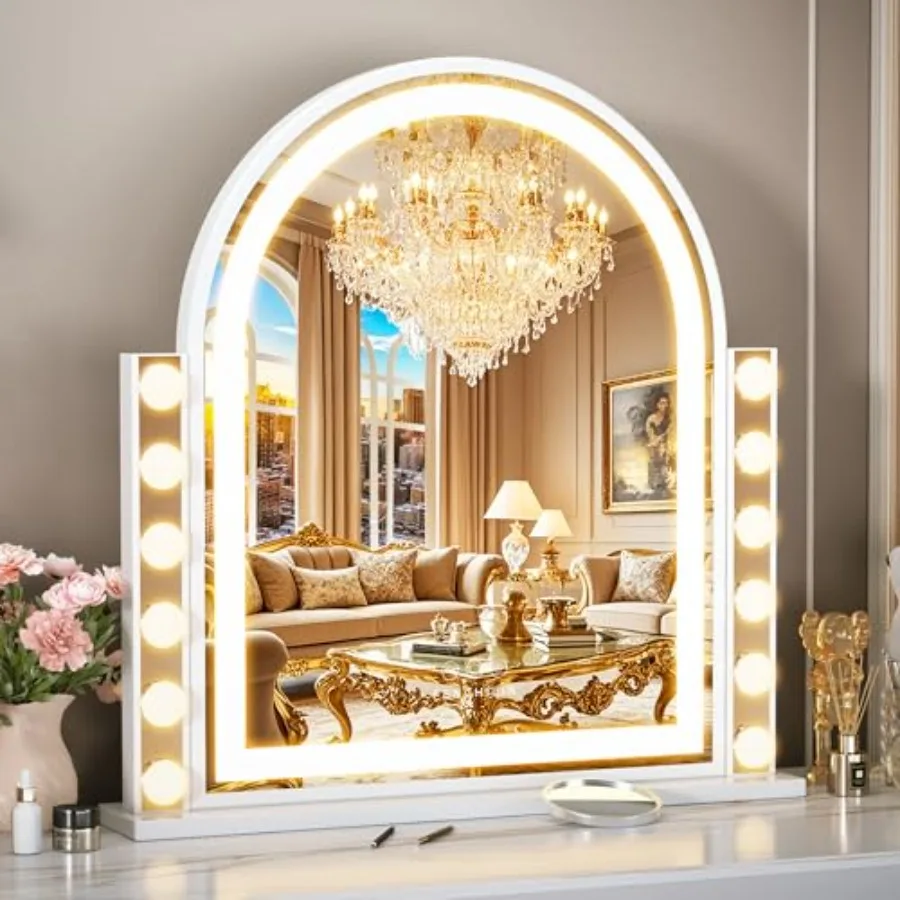 Зеркало для макияжа Arch Vanity Mirror с подсветкой 23,4"x22,4", арочное зеркало с 12 диммируемыми лампочками и светодиодной лентой в стиле Голливуд
Зеркало для макияжа Arch Vanity Mirror с подсветкой 23,4"x22,4", арочное зеркало с 12 диммируемыми лампочками и светодиодной лентой в стиле Голливуд