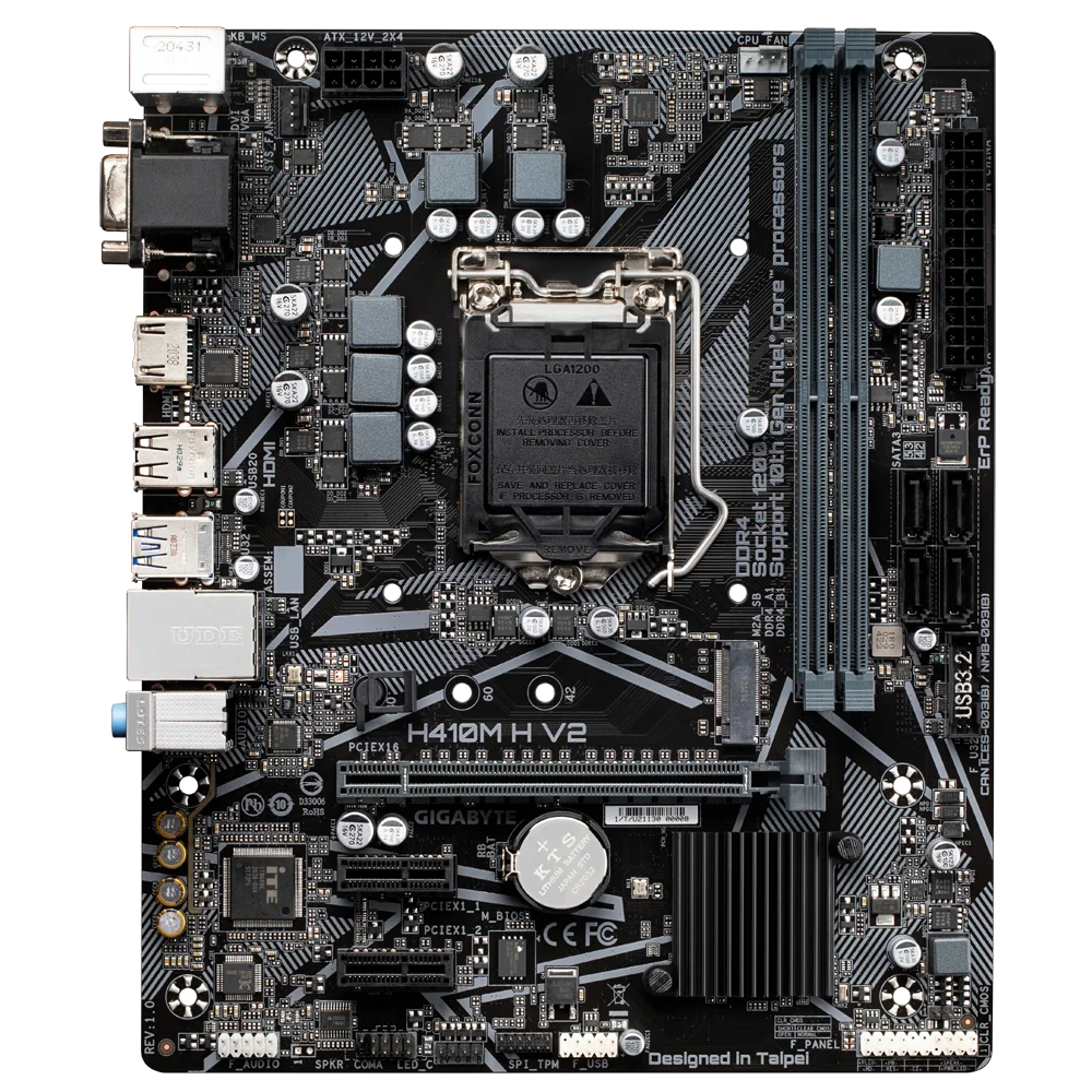 For Gigabyte H410M H V2 MotherboardH470 64GB LGA1200 DDR4 Micro ATX support Core i9-10900F i3-10320 Celeron G5925 i5-10400T
For Gigabyte H410M H V2 MotherboardH470 64GB LGA1200 DDR4 Micro ATX support Core i9-10900F i3-10320 Celeron G5925 i5-10400T