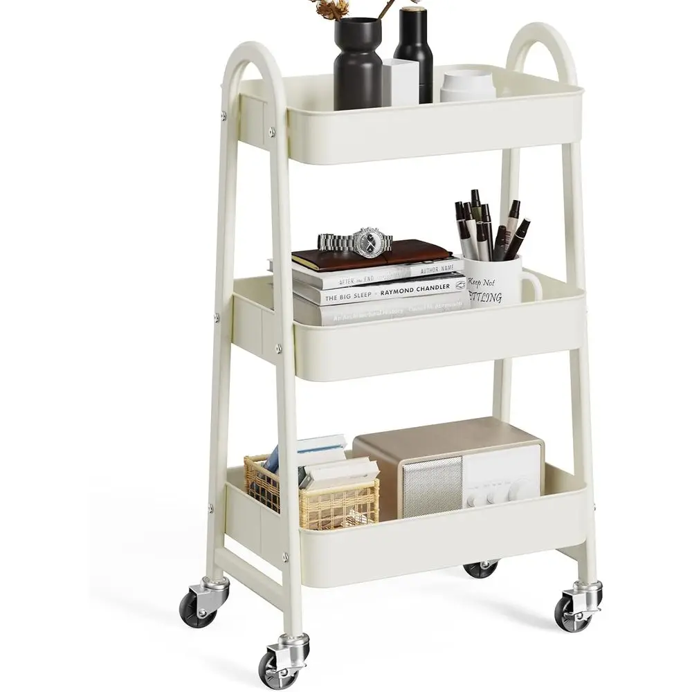 3-Tier Rolling Utility Cart with Lockable Wheels, Mobile Storage for Home, White
3-Tier Rolling Utility Cart with Lockable Wheels, Mobile Storage for Home, White