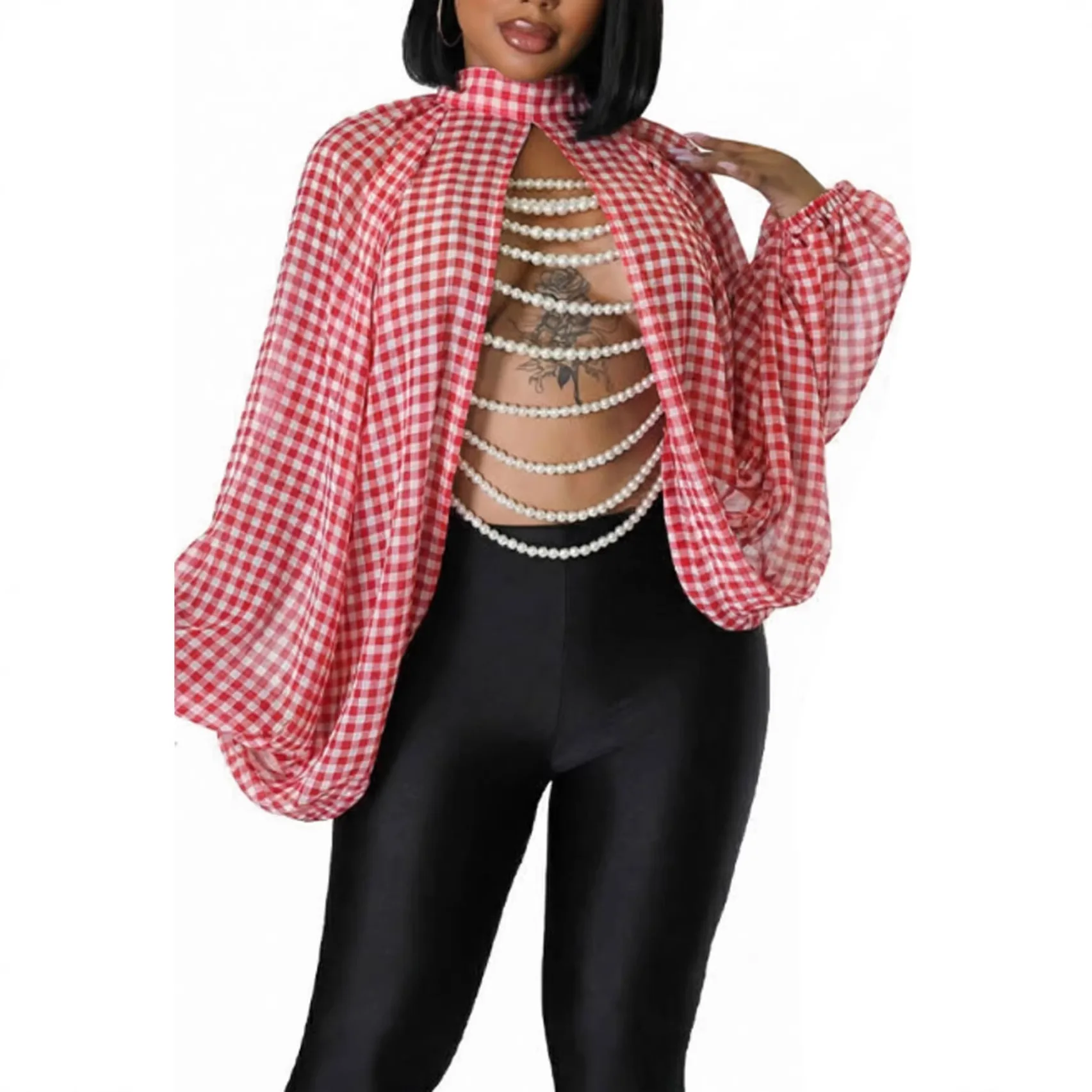 Women Plaid Shirt Basic Tops Long Sleeves Belt Cutout Half High Collar Thin Loose Fit Office Lady Sexy Party Casual 2026 Spring
Women Plaid Shirt Basic Tops Long Sleeves Belt Cutout Half High Collar Thin Loose Fit Office Lady Sexy Party Casual 2026 Spring