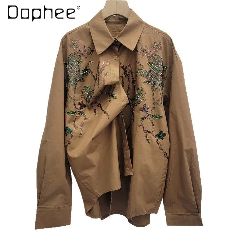 2026 Spring New Heavy Embroidery Sequin Flower Shirt Women Loose Casual Versatile Long Sleeve Blouse Trendy Shirts Tops
2026 Spring New Heavy Embroidery Sequin Flower Shirt Women Loose Casual Versatile Long Sleeve Blouse Trendy Shirts Tops