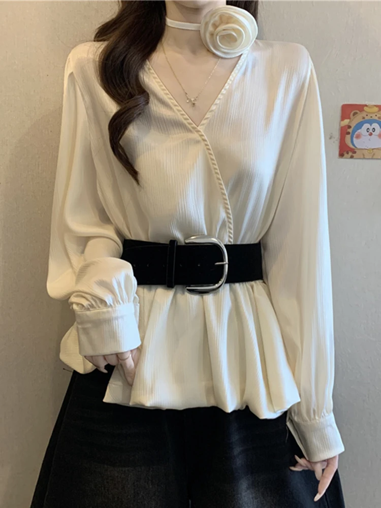 Ele V-Ne Long Sve Chiffon irt Women's Spring Faion plus Size Slimming Waist Design Casual Ele Top
Ele V-Ne Long Sve Chiffon irt Women's Spring Faion plus Size Slimming Waist Design Casual Ele Top