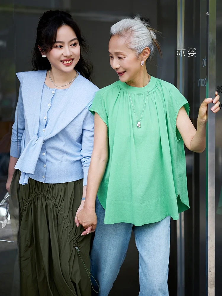 Muzhi Casual Cotton T-Shirt Short Sleeve Thin Style for Middle-Aged Women Comfortable Breathable Fashionable Pure Color Shirt
Muzhi Casual Cotton T-Shirt Short Sleeve Thin Style for Middle-Aged Women Comfortable Breathable Fashionable Pure Color Shirt