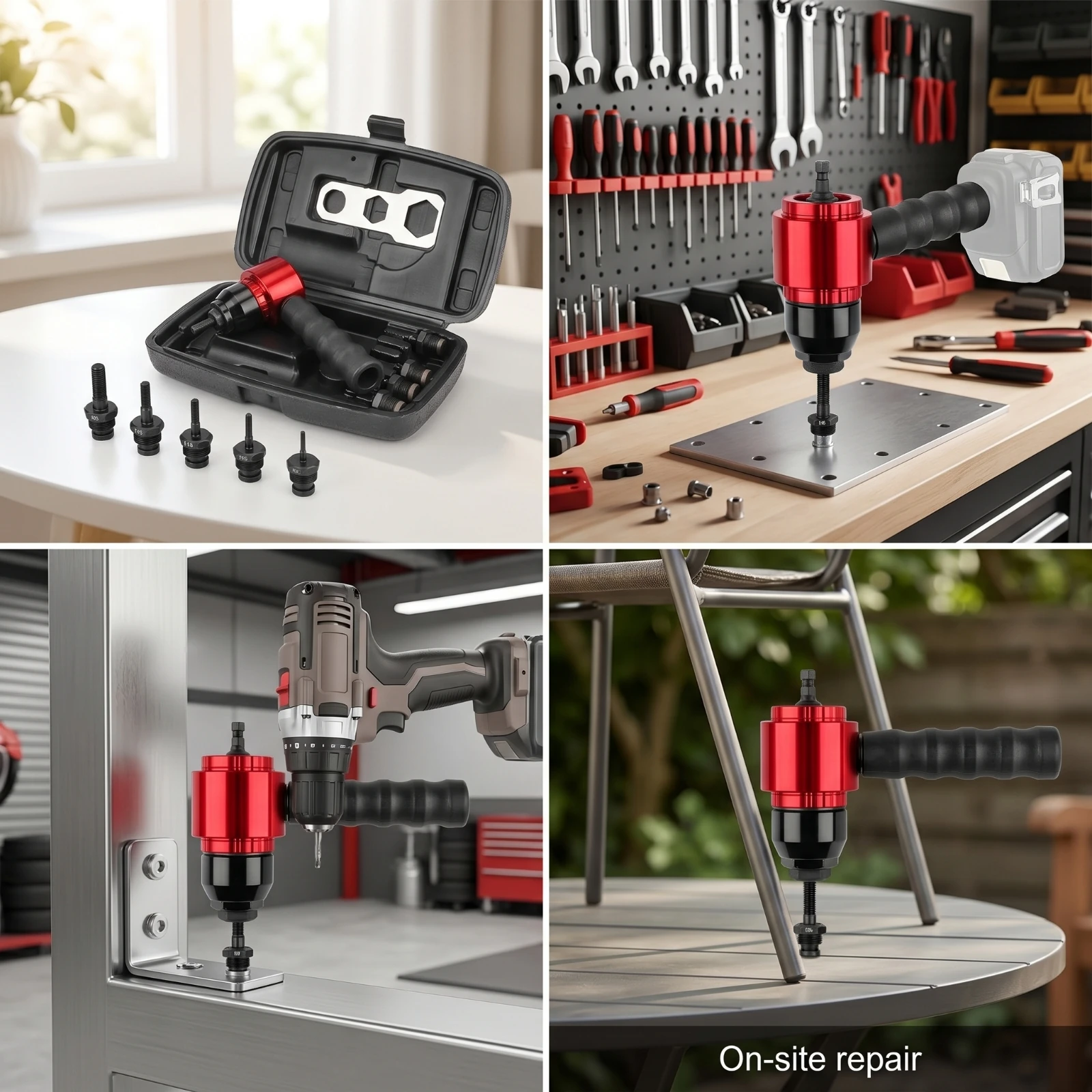 Rivet Nut Tool with Mandrels Handheld Electric Rivet Nut Drill Attachment Riveter Adapter with Storage Case Metric Compact