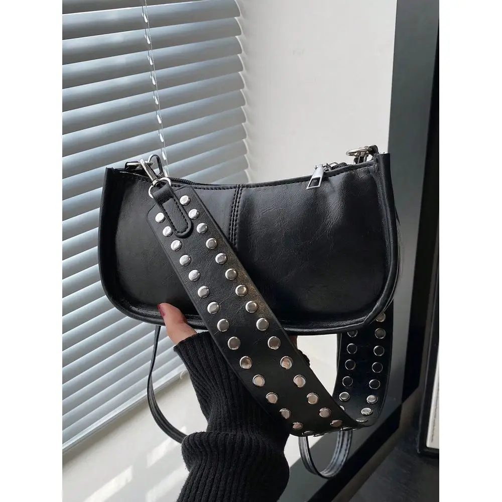 Fashionable Vintage Rectangular Handbag, Ladies Rivet Decor Underarm Bag, Classic Zipper Shoulder Bag
Fashionable Vintage Rectangular Handbag, Ladies Rivet Decor Underarm Bag, Classic Zipper Shoulder Bag