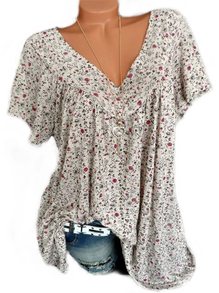 Elegant Short Sleeve Blouse Summer Casual V-neck Women Tops Floral Printed Fashion Female Shirt Office Ladies Loose Top Clothing
Elegant Short Sleeve Blouse Summer Casual V-neck Women Tops Floral Printed Fashion Female Shirt Office Ladies Loose Top Clothing