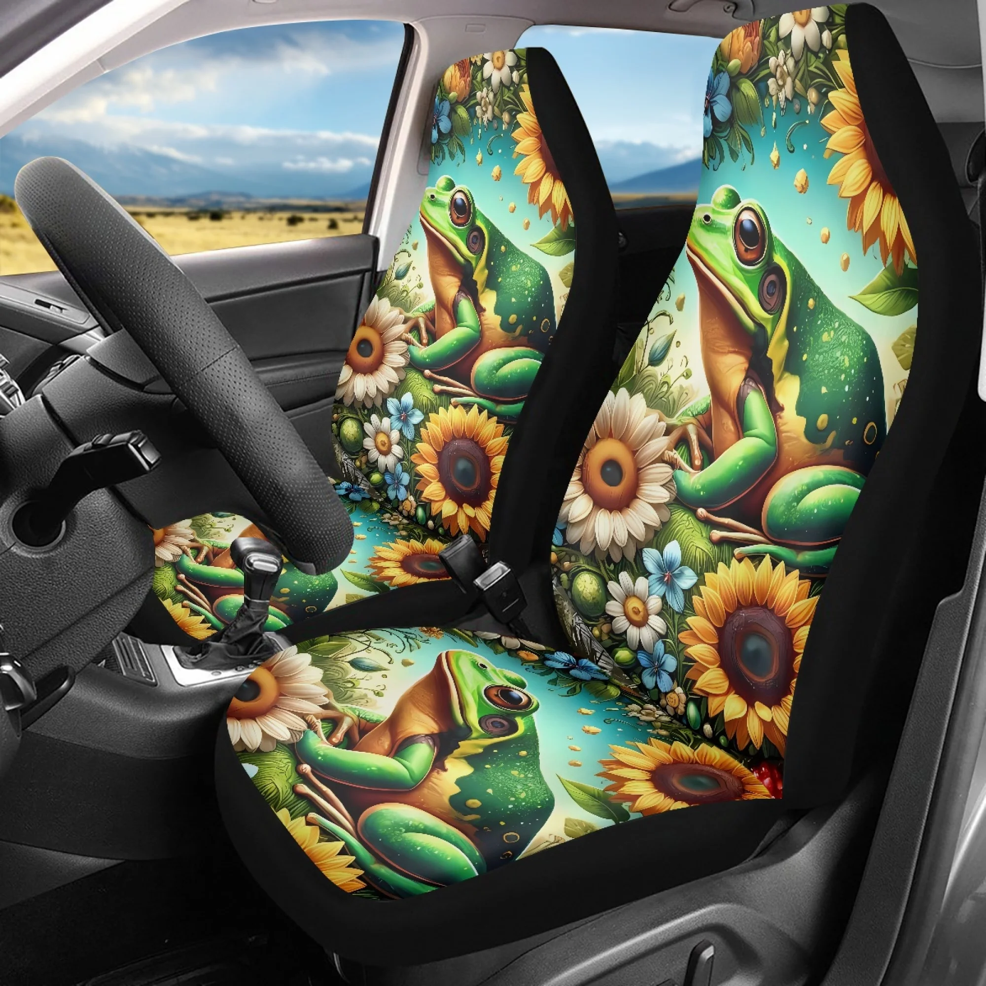 Two Sunflower Frog Printed Car Seat Covers, Suitable For Both Women And Men, Universal Front Seat Protectors For Cars, Suvs, Tru
Two Sunflower Frog Printed Car Seat Covers, Suitable For Both Women And Men, Universal Front Seat Protectors For Cars, Suvs, Tru