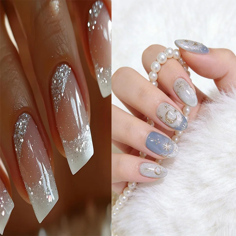 24Pcs Pink Square False Nails Glitter Nails Art Wearable Fake Nail Silver French Ballerina Full Cover Acrylic Press on Nail Tips
24Pcs Pink Square False Nails Glitter Nails Art Wearable Fake Nail Silver French Ballerina Full Cover Acrylic Press on Nail Tips