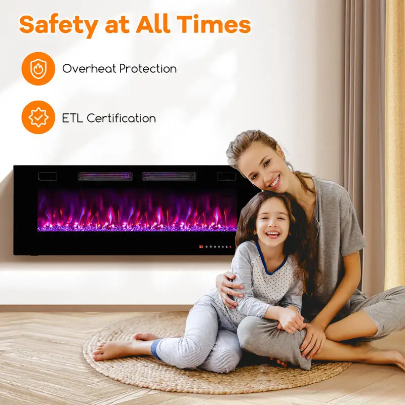 42/50/60/72 Inch Ultra-Thin Electric Fireplace with Decorative Crystals-50 inches
42/50/60/72 Inch Ultra-Thin Electric Fireplace with Decorative Crystals-50 inches