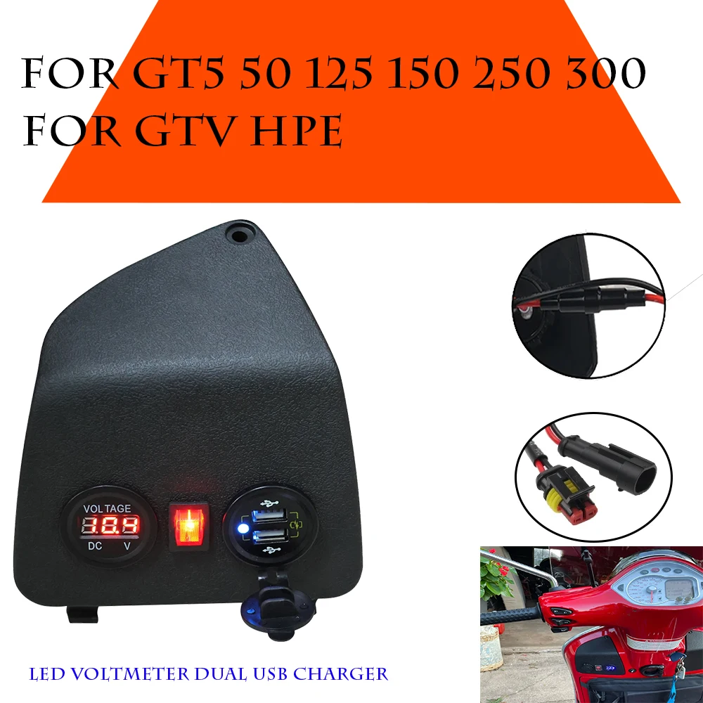For VESPA GTS300 GTS250 GTS 50 125 150 250 300 GTV HPE Motorcycle Accessories LED Voltmeter Lighter Dual USB Cigarette Charger
For VESPA GTS300 GTS250 GTS 50 125 150 250 300 GTV HPE Motorcycle Accessories LED Voltmeter Lighter Dual USB Cigarette Charger