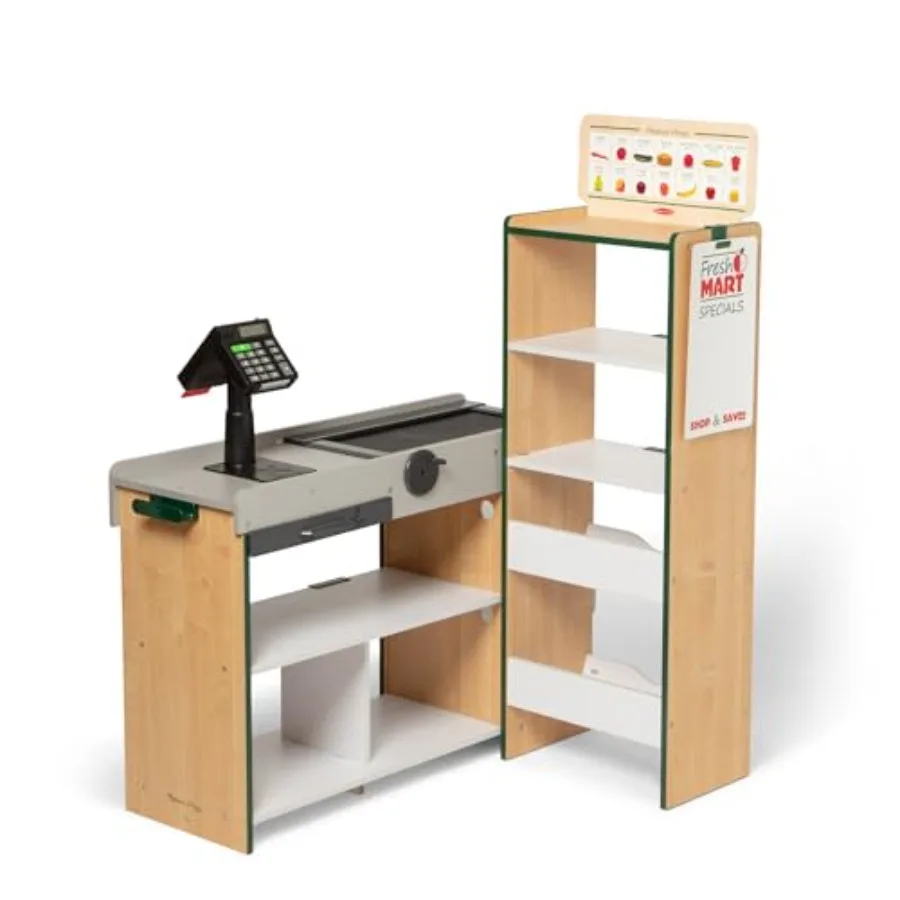 Fresh Mart Pretend Grocery Store for:Plastic Cash Register with Scanner, Shelves, Conveyor Belt Red and Blue Design, Durable Pl
Fresh Mart Pretend Grocery Store for:Plastic Cash Register with Scanner, Shelves, Conveyor Belt Red and Blue Design, Durable Pl
