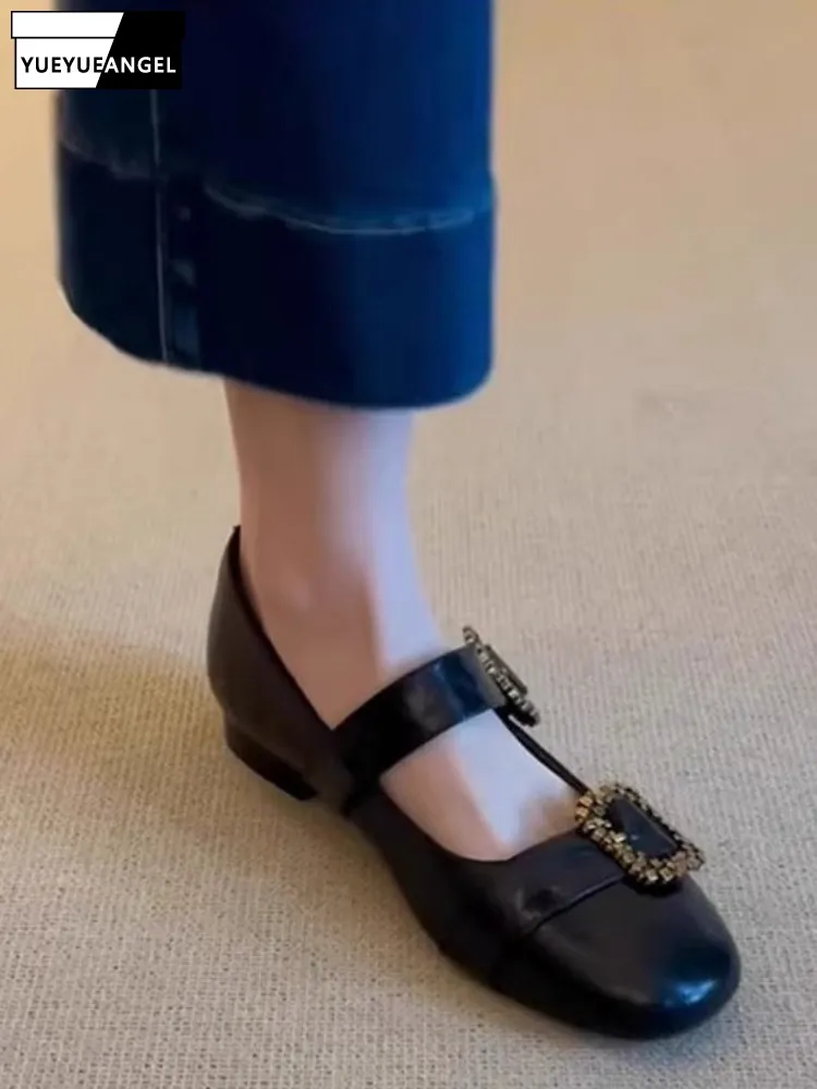 High Quality Black Genuine Leather Design Metal Buckle Strap Flat Mary Jane Shoes Womens Korean Style Square Toe Sandals
High Quality Black Genuine Leather Design Metal Buckle Strap Flat Mary Jane Shoes Womens Korean Style Square Toe Sandals