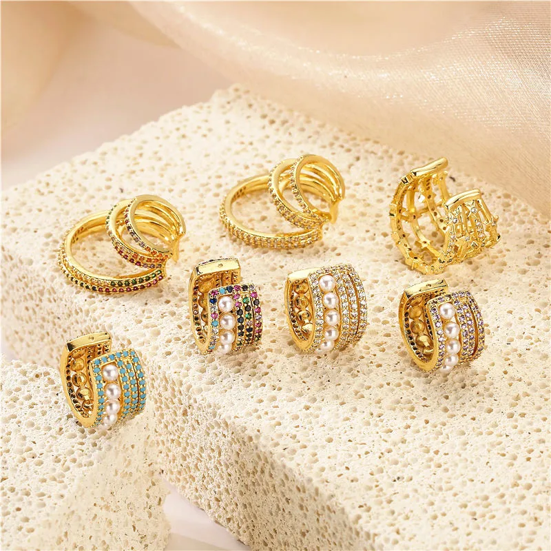 New earrings for women, plated with 18k gold, colorful crystal zircon, circular ear clips, fashionable jewelry, couple gifts
New earrings for women, plated with 18k gold, colorful crystal zircon, circular ear clips, fashionable jewelry, couple gifts