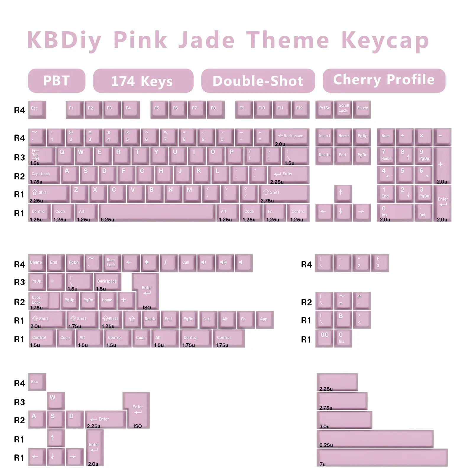 KBDiy Pink Jade Keycap PBT Custom Cherry Profile ISO Keycaps for Mechanical Keyboards Double Shot for MX Switch RAINY75 AK74 gx8
KBDiy Pink Jade Keycap PBT Custom Cherry Profile ISO Keycaps for Mechanical Keyboards Double Shot for MX Switch RAINY75 AK74 gx8