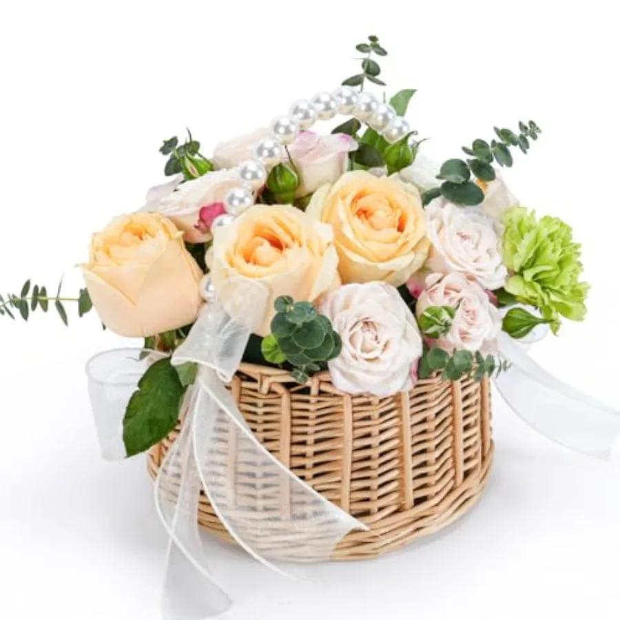 Flower Girl Basket, Wicker Rattan Wedding Flower Basket with Pearl Handle, Lace Bows and Lining, Handwoven Rustic Elegant Small
Flower Girl Basket, Wicker Rattan Wedding Flower Basket with Pearl Handle, Lace Bows and Lining, Handwoven Rustic Elegant Small