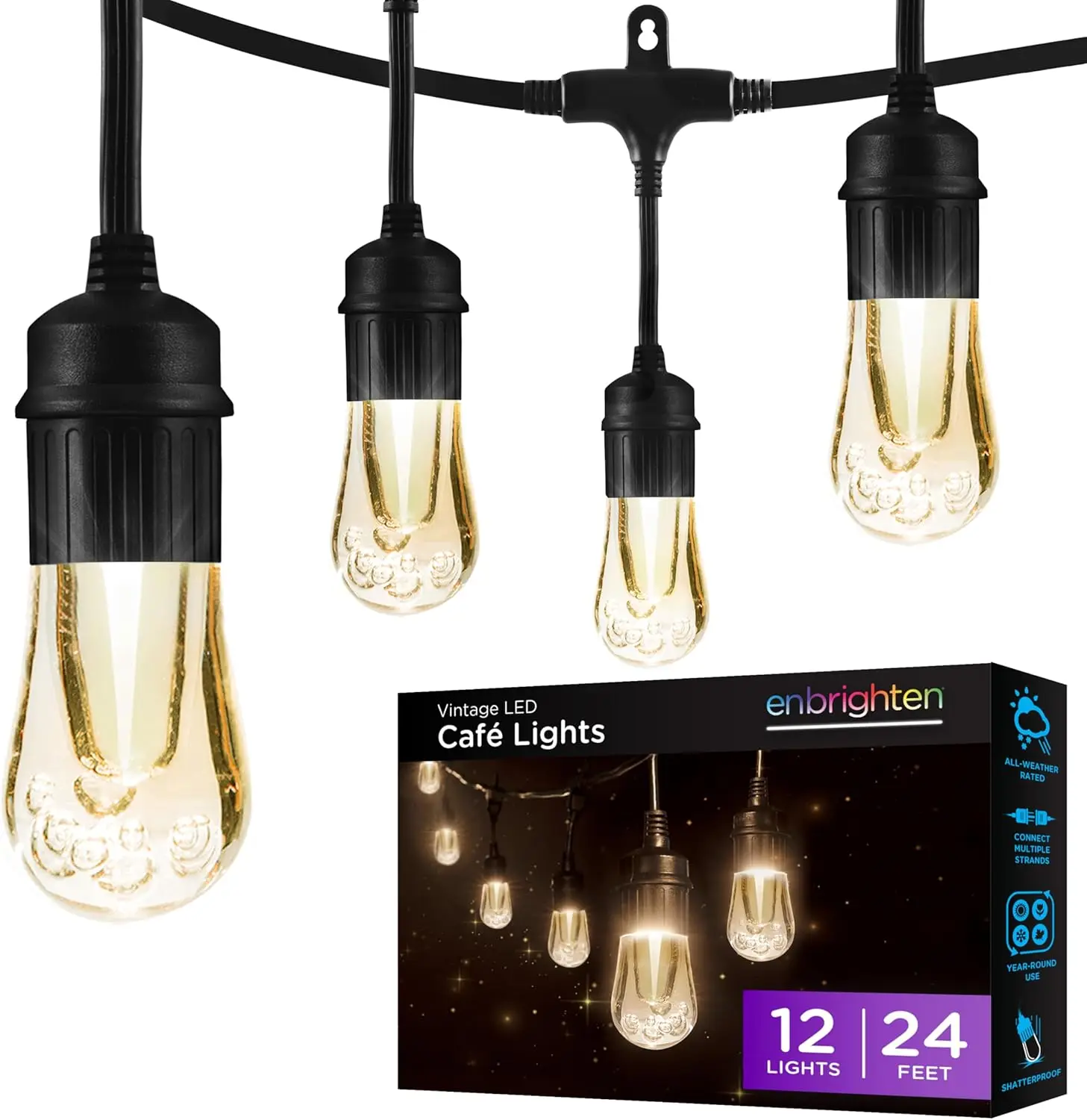 LED Outdoor String Lights 24ft Soft Warm White Patio Lights with Shatterproof Waterproof Acrylic Bulbs for Balcony, Backyard, Porch, Deck, Party
LED Outdoor String Lights 24ft Soft Warm White Patio Lights with Shatterproof Waterproof Acrylic Bulbs for Balcony, Backyard, Porch, Deck, Party
