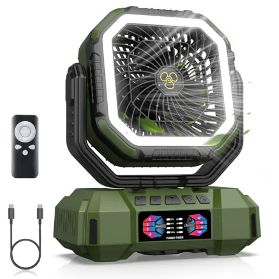 Portable Camping Fan 40000mAh Battery Powered, Rechargeable Camping Fan with Remote and LED Light, 4 Speed Strong Airflow and 3
Portable Camping Fan 40000mAh Battery Powered, Rechargeable Camping Fan with Remote and LED Light, 4 Speed Strong Airflow and 3