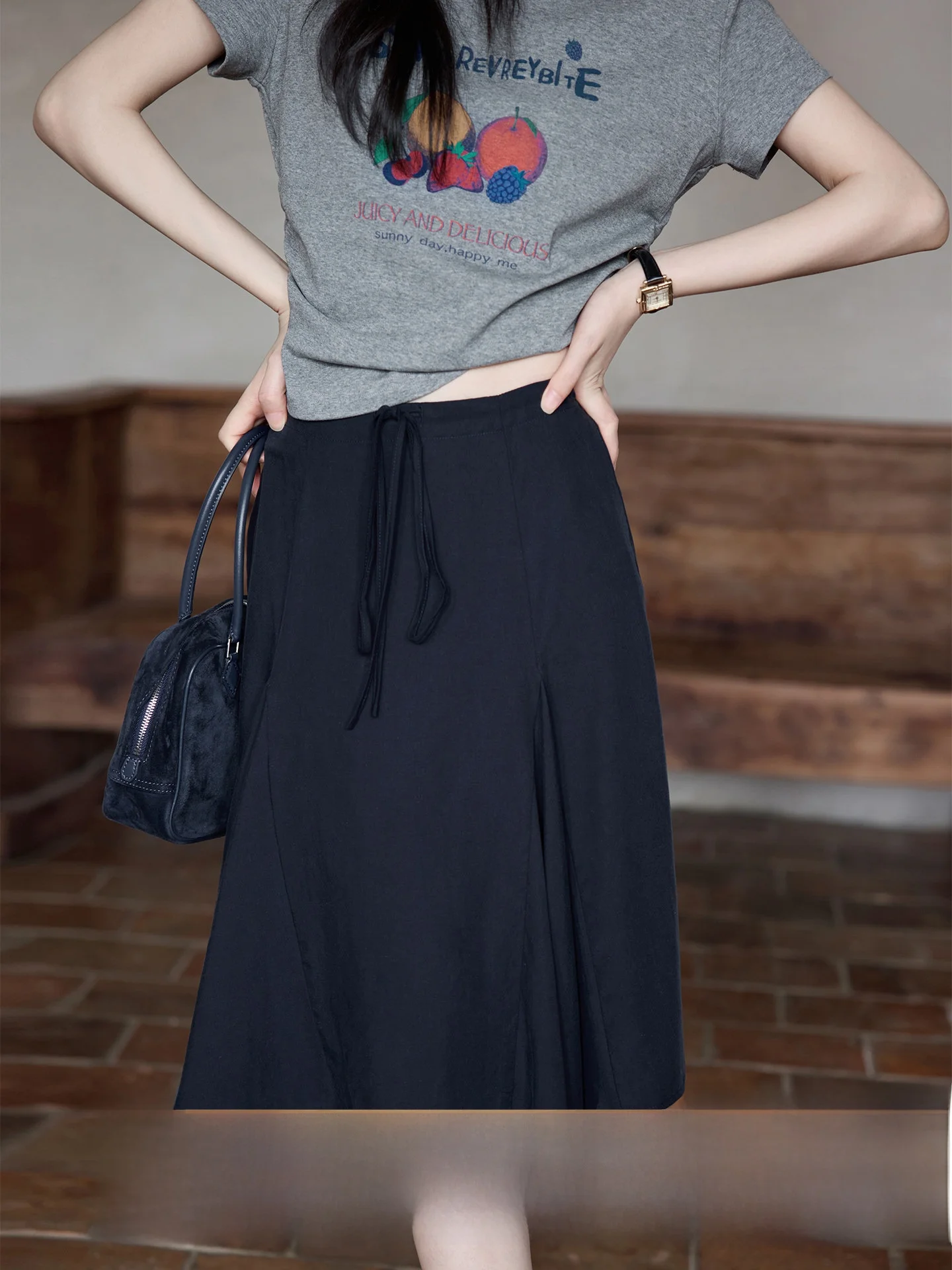 Elegant Asymmetrical Korean Style Midi Skirt Dark Blue Drawstring A-Line Half-Length Women's Commute Fashion Casual Skirt
Elegant Asymmetrical Korean Style Midi Skirt Dark Blue Drawstring A-Line Half-Length Women's Commute Fashion Casual Skirt