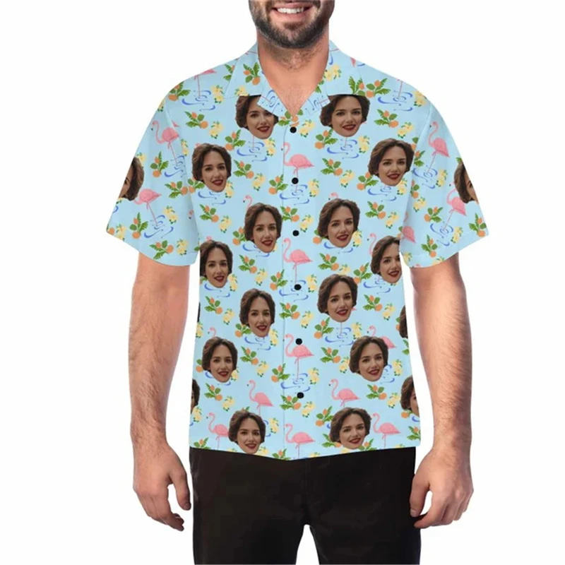 Personality Custom Face Photo Hawaiian Shirts For Men Clothing 3D Print Hawaii Beach Shirt Y2k Top Vintage Clothes Lapel Blouse
Personality Custom Face Photo Hawaiian Shirts For Men Clothing 3D Print Hawaii Beach Shirt Y2k Top Vintage Clothes Lapel Blouse
