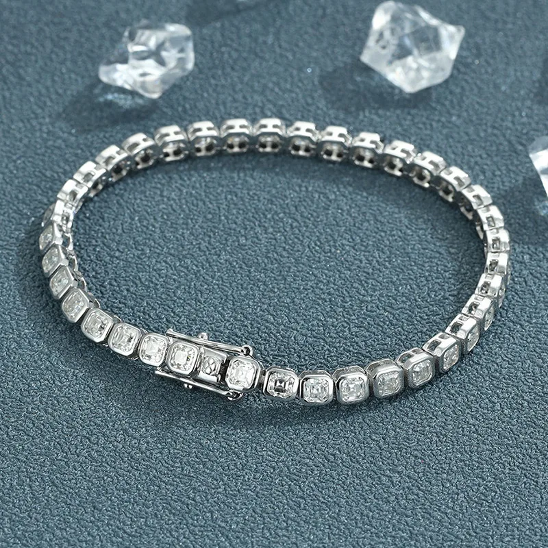 3mm D Color Asscher Cut Moissanite Link Chain Bracelet 925 Sterling Silver Lab Diamond Women Bangle Pass Tester Wholesale Gift
3mm D Color Asscher Cut Moissanite Link Chain Bracelet 925 Sterling Silver Lab Diamond Women Bangle Pass Tester Wholesale Gift