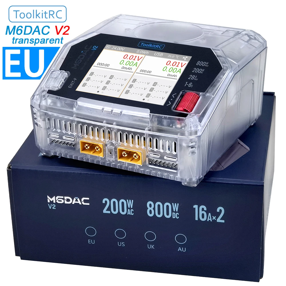 ToolkitRC M6DAC V2 TRN Charger 2CH AC200W Transparent Color DC800W IPS Model Toy Car Lithium Battery Charging 1S 2-6S LiPo LiHv
ToolkitRC M6DAC V2 TRN Charger 2CH AC200W Transparent Color DC800W IPS Model Toy Car Lithium Battery Charging 1S 2-6S LiPo LiHv