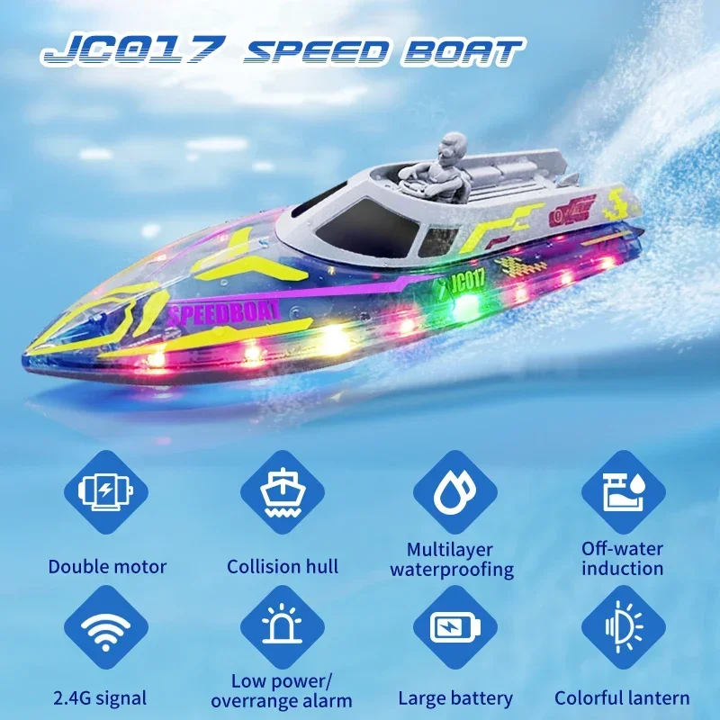 Electric 2.4G RC Boat Remote Control Stunt Speedboat Children Toy Lights High Speed RC Racing Boats Yacht Competitive Game Ship
Electric 2.4G RC Boat Remote Control Stunt Speedboat Children Toy Lights High Speed RC Racing Boats Yacht Competitive Game Ship