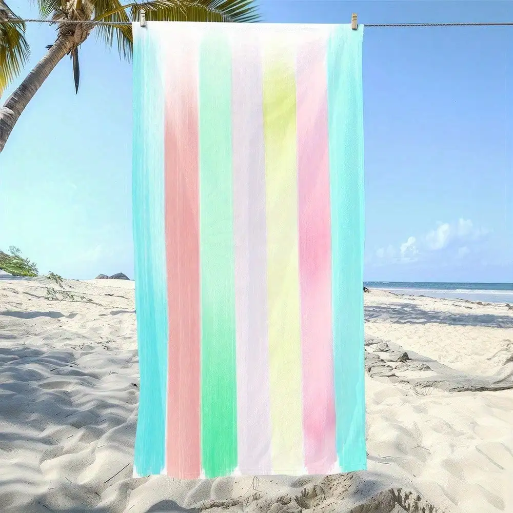1pc Colorful Striped Beach Towel For Summer: Ideal For Beach & Pool Fun
1pc Colorful Striped Beach Towel For Summer: Ideal For Beach & Pool Fun