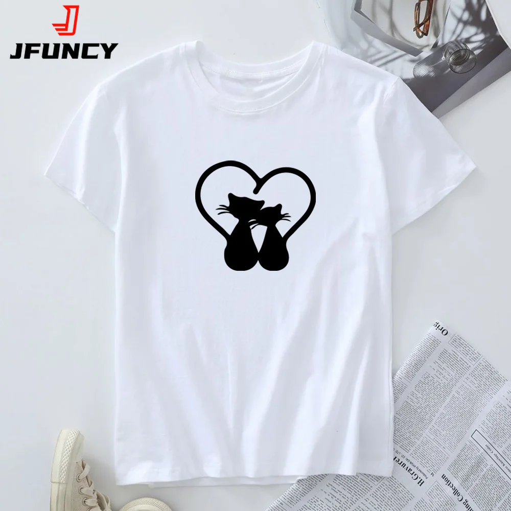 Women's 100% Cotton T Shirts 2025 Summer Tee Soft Short Sleeve Tshirt New Cat Graphic Woman Top Female Oversized Casual Clothing 
Women's 100% Cotton T Shirts 2025 Summer Tee Soft Short Sleeve Tshirt New Cat Graphic Woman Top Female Oversized Casual Clothing