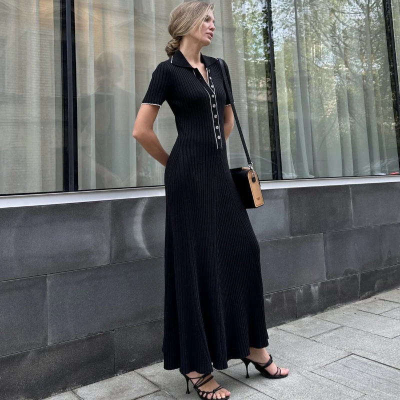 Tsiisd Knit Fashion Slim Maxi Dress For Women Patchwork Elegant Party Evening Dress Lapel High Waist Knitwear Women's Dress New
Tsiisd Knit Fashion Slim Maxi Dress For Women Patchwork Elegant Party Evening Dress Lapel High Waist Knitwear Women's Dress New
