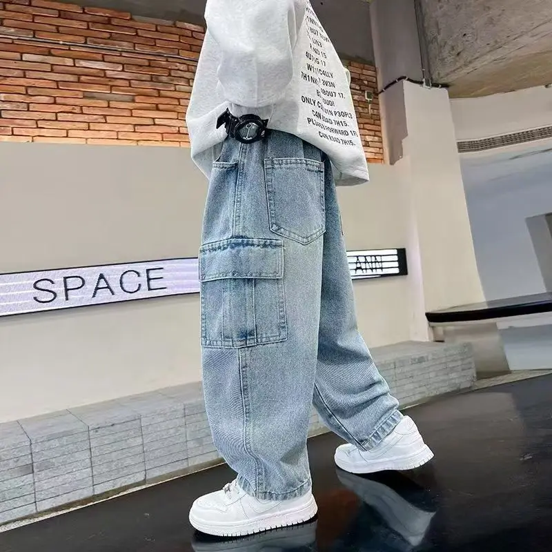 Spring Autumn Cargo Pants Straight Dad Jeans Stretch Denim Boys Pants Outdoor Play 2025 New Boys
Spring Autumn Cargo Pants Straight Dad Jeans Stretch Denim Boys Pants Outdoor Play 2025 New Boys