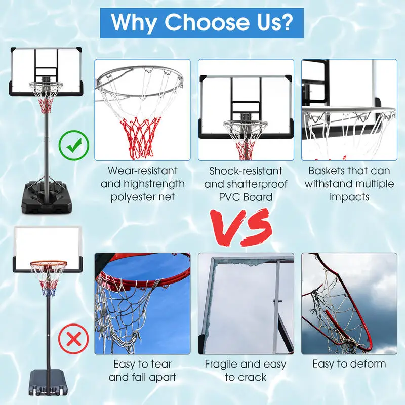 Basketball Hoop with 5.4-6.6FT Adjustable Height and 50 Inch Backboard-Black
Basketball Hoop with 5.4-6.6FT Adjustable Height and 50 Inch Backboard-Black