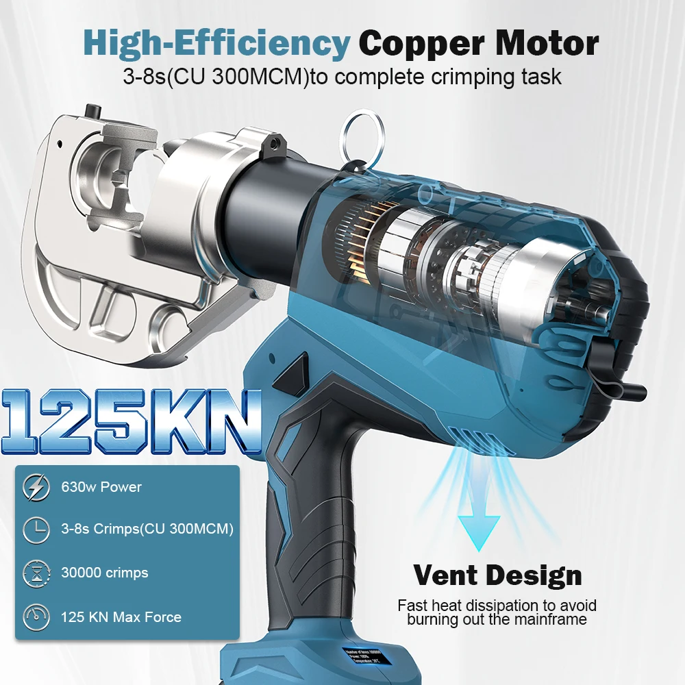 SWANSOFT 400A Electric Hydraulic Crimping Tool 12Ton 6AWG-800MCM Rechargeable Hydraulic Crimper for Cu/Al Terminal 12 Dies
SWANSOFT 400A Electric Hydraulic Crimping Tool 12Ton 6AWG-800MCM Rechargeable Hydraulic Crimper for Cu/Al Terminal 12 Dies