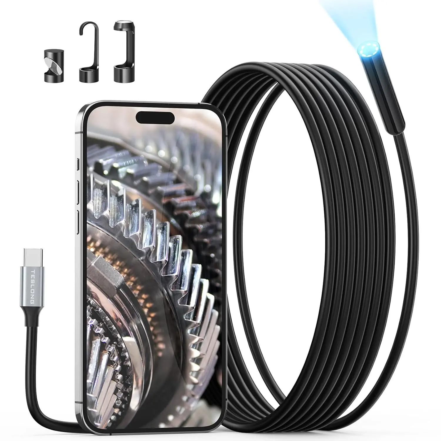 USB-C Endoscope Camera with 8 LED Lights, 10FT Flexible Waterproof Borescope for iPhone 15/16 & Android
USB-C Endoscope Camera with 8 LED Lights, 10FT Flexible Waterproof Borescope for iPhone 15/16 & Android
