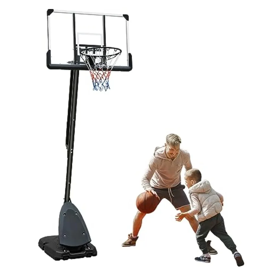 Portable basketball hoop system for indoor/outdoor use, steel rim with black finish, adjustable height 6.6-10ft, 44in impact-re
Portable basketball hoop system for indoor/outdoor use, steel rim with black finish, adjustable height 6.6-10ft, 44in impact-re