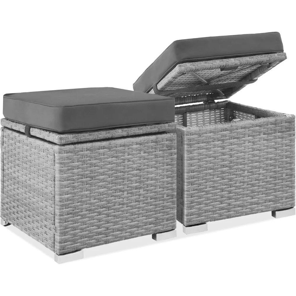 Set of 2 Wicker Ottomans, Multipurpose Outdoor Furniture for Patio, Backyard, Additional Seating, Footrest, Side Table w/Storag
Set of 2 Wicker Ottomans, Multipurpose Outdoor Furniture for Patio, Backyard, Additional Seating, Footrest, Side Table w/Storag