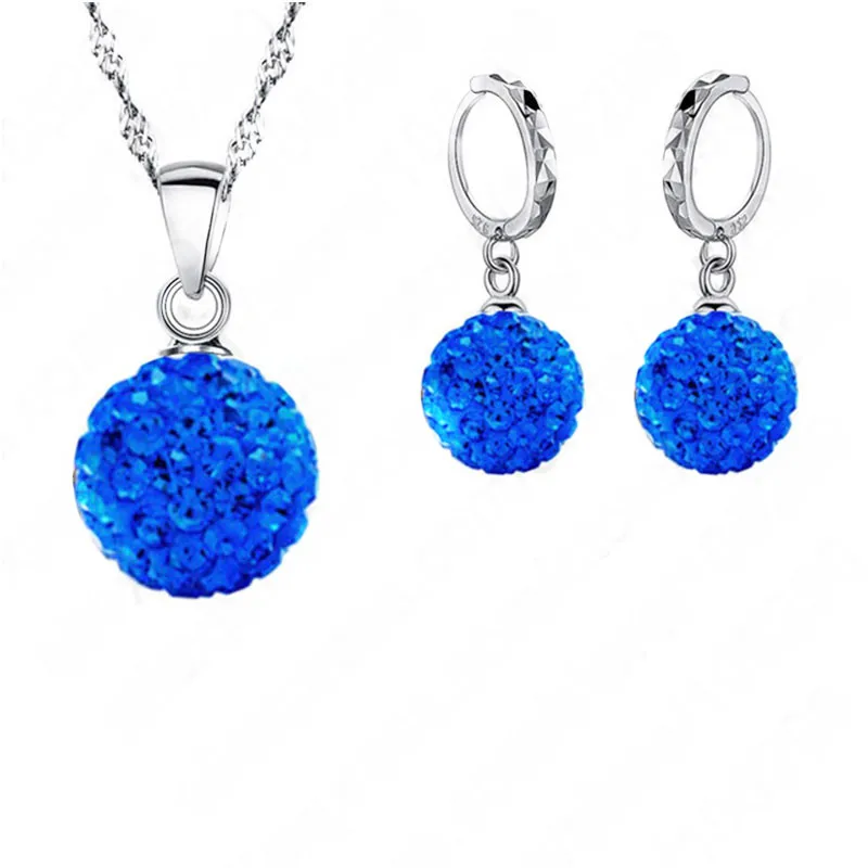 Popular 925 Sterling Silver Jewelry Sets Full Crystals Disc Round Ball Pendant Necklace Hoop Earrings For Women Female
Popular 925 Sterling Silver Jewelry Sets Full Crystals Disc Round Ball Pendant Necklace Hoop Earrings For Women Female