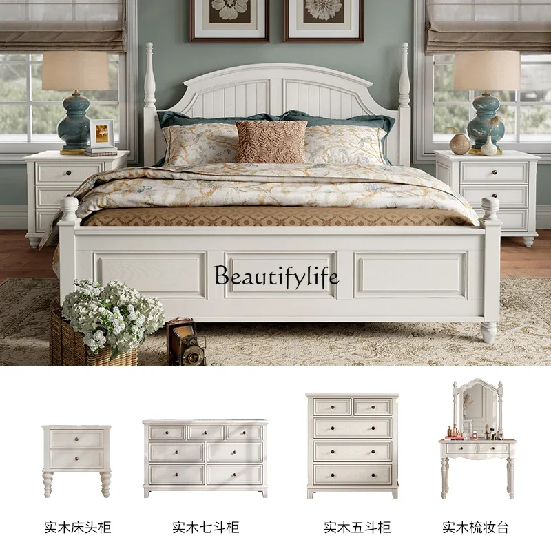 ld14 American-style Solid Wood Country Master Bedroom Light Luxury Vintage White Storage High Box Bed
ld14 American-style Solid Wood Country Master Bedroom Light Luxury Vintage White Storage High Box Bed