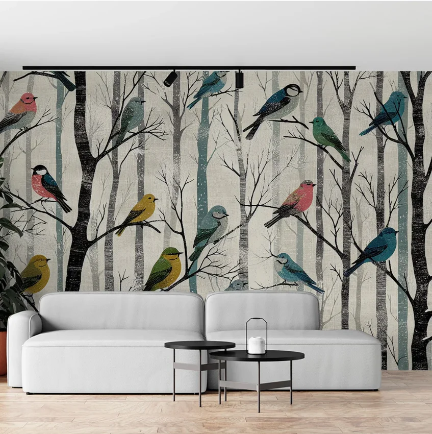 Фотообои на заказ: Пасторальный лес, разноцветные птицы, для гостиной, фон для телевизора, художественные фотообои для спальни, фреска
Фотообои на заказ: Пасторальный лес, разноцветные птицы, для гостиной, фон для телевизора, художественные фотообои для спальни, фреска