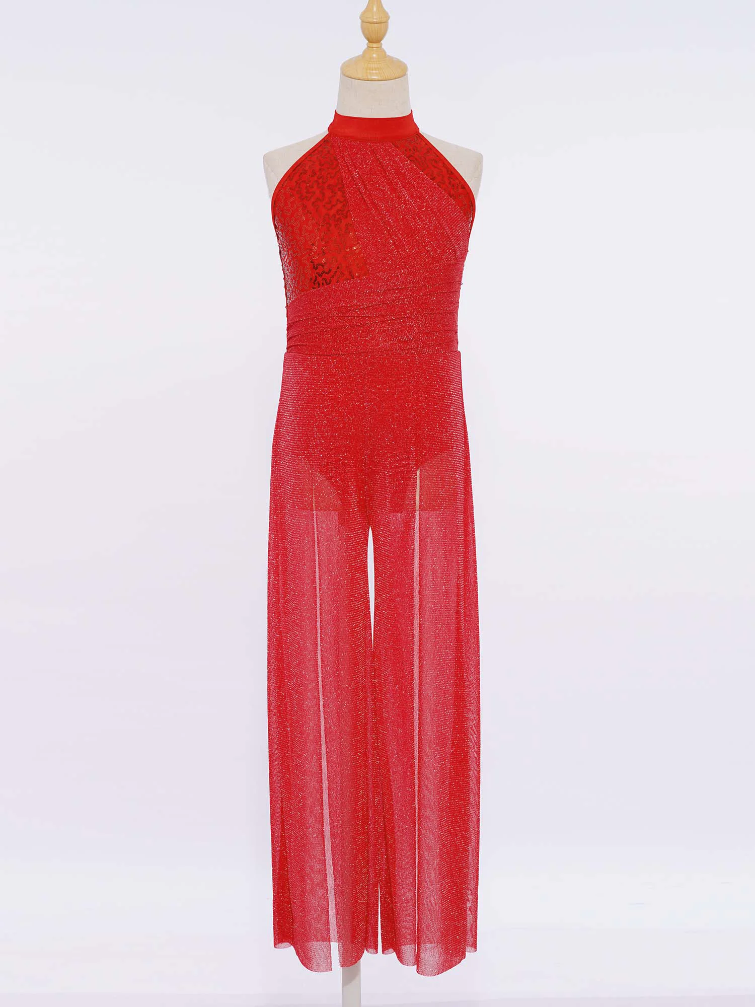 Kids Girls Lyrical Waltz Dance Jumpsuit Sleeveless Shiny Sequins Bodice Shimmery Mesh Split Wide-Leg Bodysuit for Ballroom Dance
Kids Girls Lyrical Waltz Dance Jumpsuit Sleeveless Shiny Sequins Bodice Shimmery Mesh Split Wide-Leg Bodysuit for Ballroom Dance