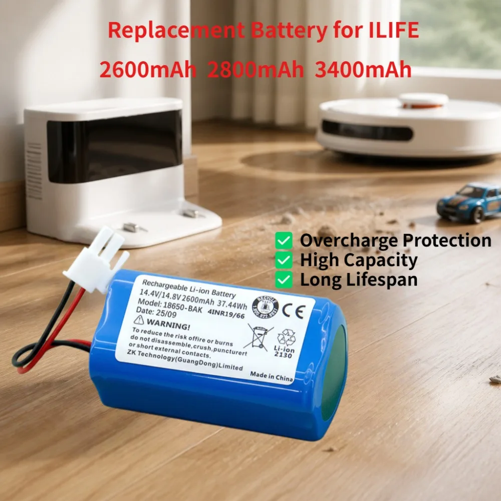 Replacement Battery for ILIFE Robot Vacuum V3s Pro X620 X623, 2600mAh 2800mAh 3400mAh Li-ion Battery with Overcharge Protection
Replacement Battery for ILIFE Robot Vacuum V3s Pro X620 X623, 2600mAh 2800mAh 3400mAh Li-ion Battery with Overcharge Protection