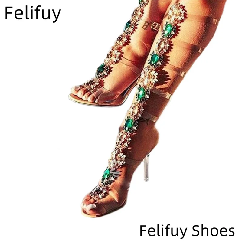 Size 43 Green Women Knee High Sandals Cut Outs Peep Toe Summer Crystal High Heeled Over The Knee Gladiator Sandals Summer Boots
Size 43 Green Women Knee High Sandals Cut Outs Peep Toe Summer Crystal High Heeled Over The Knee Gladiator Sandals Summer Boots