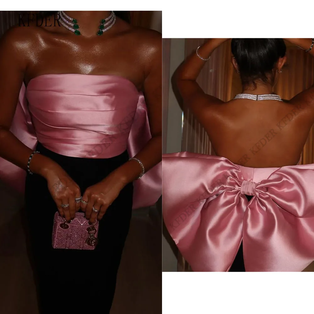 Black Pink Strapless Pleat Evening Dresses Formal Party Gowns for Women Back Bow Elegant Satin Sleeveless Prom Gown Customize
Black Pink Strapless Pleat Evening Dresses Formal Party Gowns for Women Back Bow Elegant Satin Sleeveless Prom Gown Customize