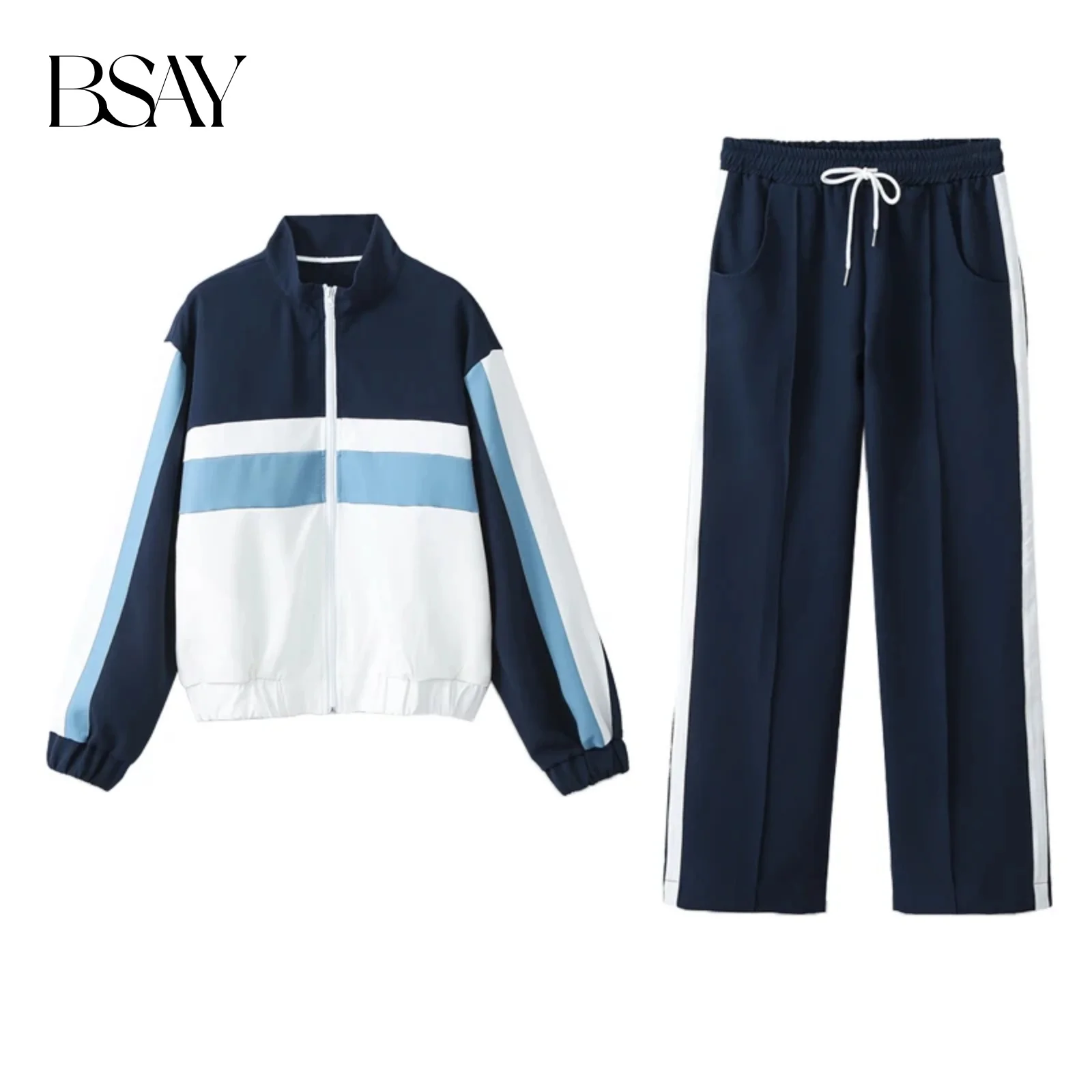 BSAY женская мода весна новая полосатая куртка-бомбер на молнии с длинными рукавами шикарные женские спортивные штаны с высокой талией комплект из двух предметов
BSAY женская мода весна новая полосатая куртка-бомбер на молнии с длинными рукавами шикарные женские спортивные штаны с высокой талией комплект из двух предметов