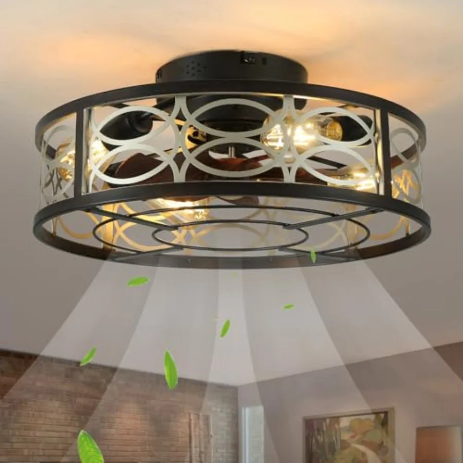 20" Caged Ceiling Fan with Light and Remote, Bladeless 6 Speed Reversible with 4 Bulbs and Remote Control. Low Profile Fan with
20" Caged Ceiling Fan with Light and Remote, Bladeless 6 Speed Reversible with 4 Bulbs and Remote Control. Low Profile Fan with