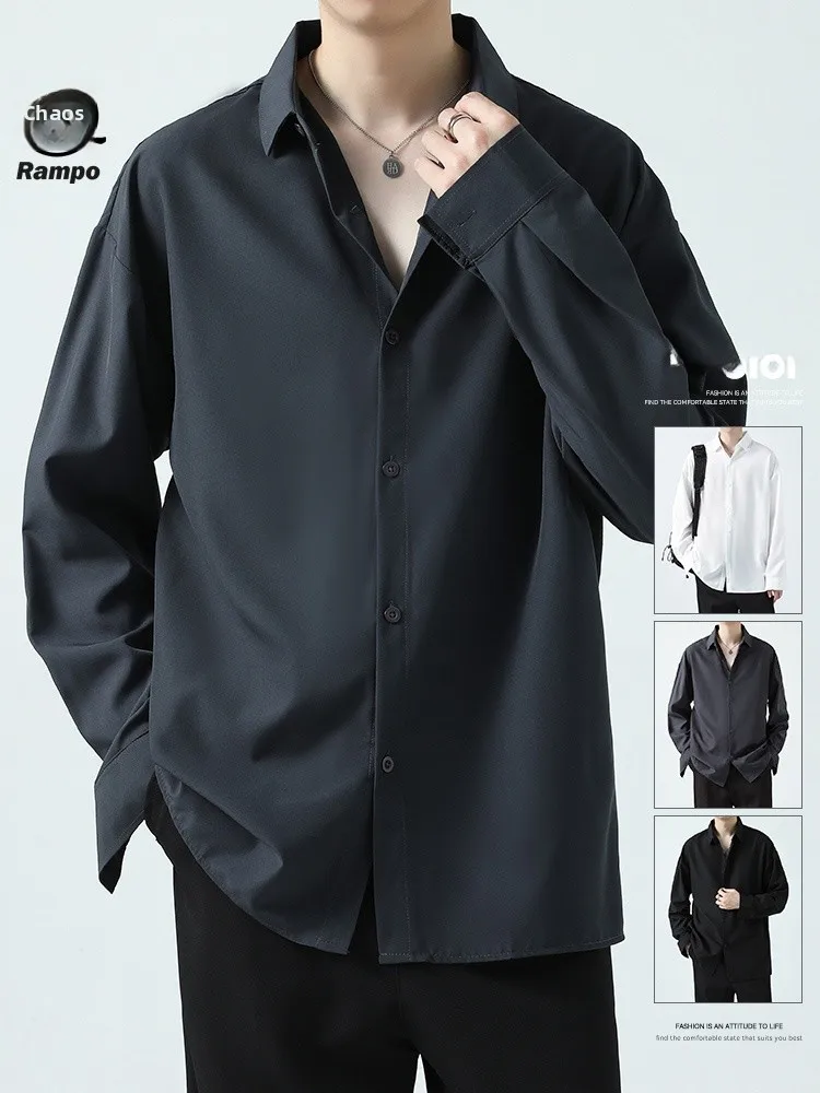 Rampo Casual Long Sve Ice Silk Drapey irt for Men Pure Color Busin Loose Fit Spring Faion Urban Sle Korean arp ...
Rampo Casual Long Sve Ice Silk Drapey irt for Men Pure Color Busin Loose Fit Spring Faion Urban Sle Korean arp ...