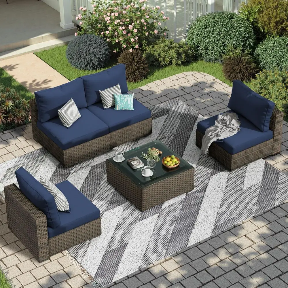 Piece Patio Furniture Set All Weather PE Rattan Outdoor Sectional Sofa Couch with NoSlip Cushions and Glass Top Table for Garde
Piece Patio Furniture Set All Weather PE Rattan Outdoor Sectional Sofa Couch with NoSlip Cushions and Glass Top Table for Garde