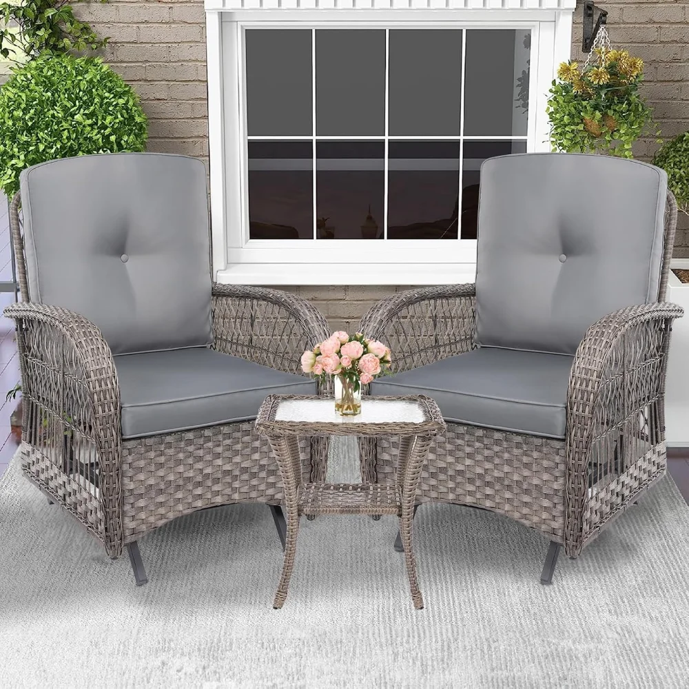 Outdoor Patio Swing Glider Chair Set, 3 Pieces Patio Bistro Set of 2 Glider Rocker Cushioned Chair and Matching Glass Coffee
Outdoor Patio Swing Glider Chair Set, 3 Pieces Patio Bistro Set of 2 Glider Rocker Cushioned Chair and Matching Glass Coffee